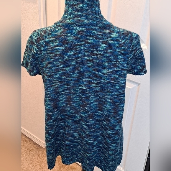 Erika Marled Blue Short Sleeve Cardigan    Size L - Picture 3 of 6